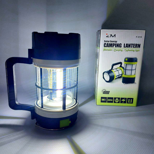 Кемпинговый фонарь-лампа Camping lantern F 910B (зарядка USB и солнечные батареи, 5 режимов работы, функция PowerBank)